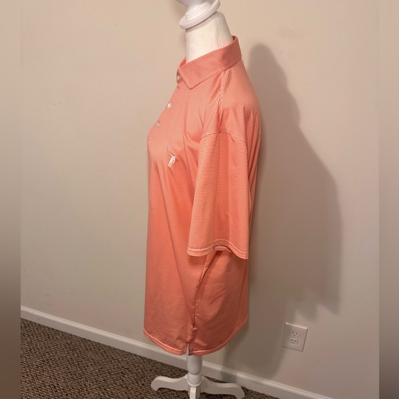 Holderness &  Bourne Men's Orange Striped Tailored Fit Polo Shirt Size L - Picture 2 of 6